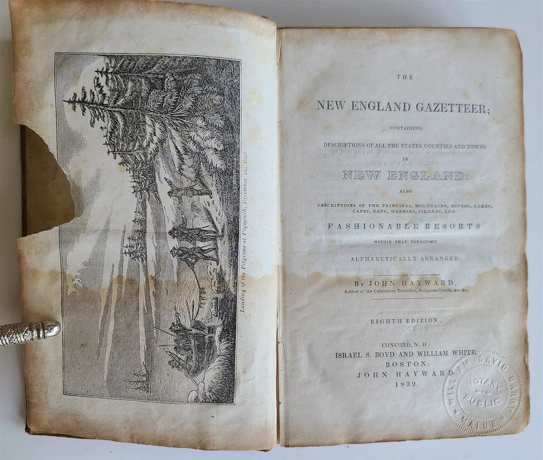 1839 NEW ENGLAND GAZETTEER by JOHN HAYWARD antique AMERICANA (1 of 5)
