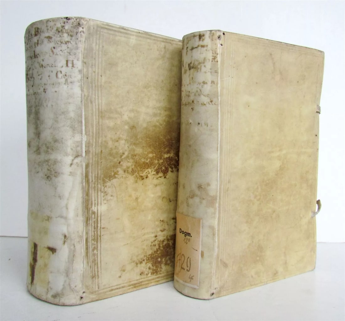 1599 CONTROVERSIARUM by ROBERTI BELLARMINI antique 2 volumes VELLUM (1 of 13)