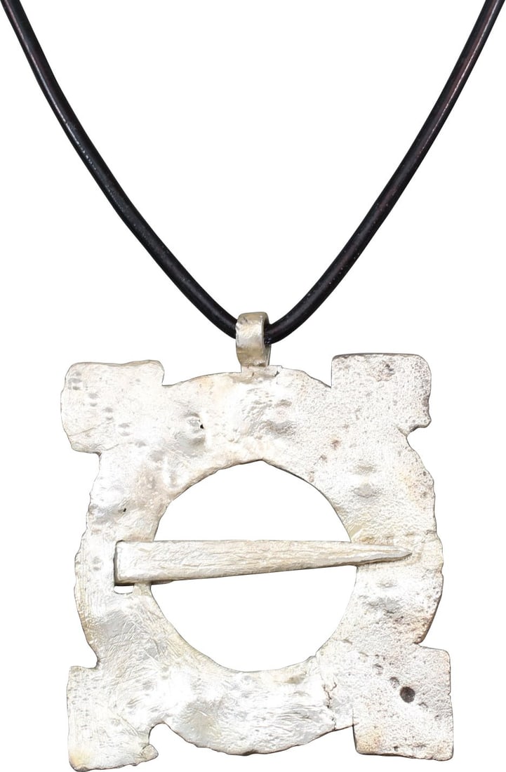 RARE VIKING PROTECTIVE ARMOR BROOCH NECKLACE, 10TH-11TH CENTURY: Worn in numbers on the surface of the jerkin, these small metal brooches provided a measure of protection against sword cuts and, in fact, were a form of armor. See current Public Television programmi