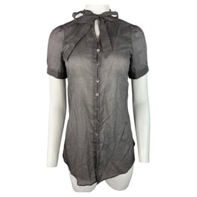 Strenesse Blue Grey Cotton Blouse Top, Size 4