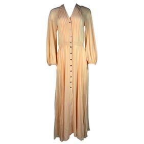 Chloe Peach Silk Pleated Maxi Dress, Size 36