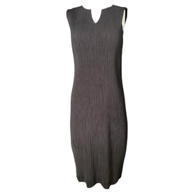 Issey Miyake Black Midi Dress, Size 2