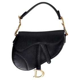 Christian Dior Black Leather Mini Saddle Bag