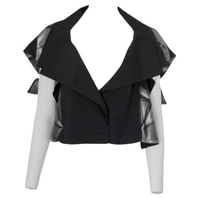 Issey Miyake Black & Silver Metallic buttoned top