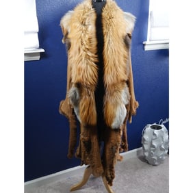 Stunning Raw Boho Red Fox Fur Coat Reversible Sheared & Long hair