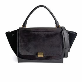 CELINE "Trapèze" bag in black patent leather