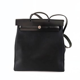 HERMES Herbag MM Toile Officier shoulder bag in black