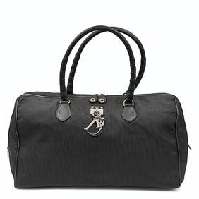 CHRISTIAN DIOR monogram black canvas travel bag