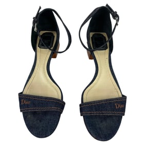 Christian Dior Denim Low Heel Sandals, Size 40
