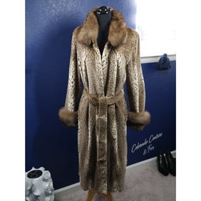 Gorgeous Animal print Dyed Sheared Mink Fur Coat with Russian Sable Fur Trim