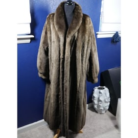 Stunning Phantom Sheared Beaver Full Length Swing Fur Coat Jacket