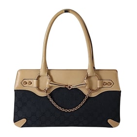 GUCCI Horsebit Chain shoulder bag in canvas and leather
