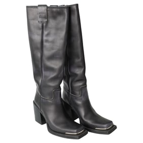 Miu Miu Metallic Toe Black Leather Boots