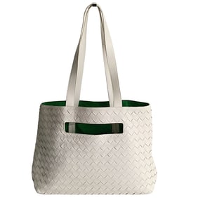 BOTTEGA VENETA maxi woven shopper bag in white leather
