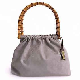GUCCI Bamboo GG handbag in lilac canvas