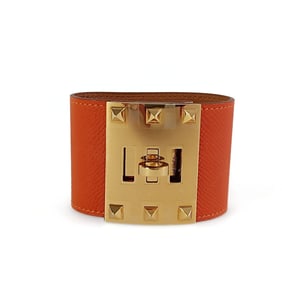 HERMES Collier de Chien bracelet in orange Epson leather