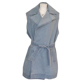 The Row Denim Belted Vest Jacket
