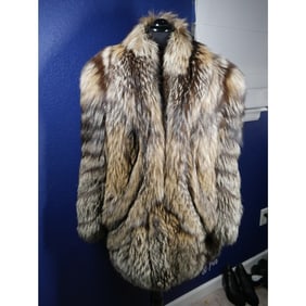 Gorgeous RARE Light Silver & Red Cross Fox Fur Stroller Coat Jacket