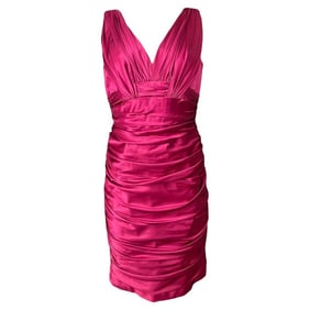 Carmen Marc Valvo Pink Silk Mini Dress, Size 8