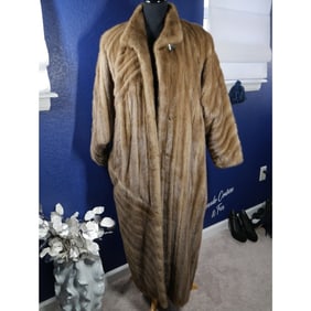 Gorgeous Designer Bob Mackie Directional Mink Full Length 52" Fur Coat