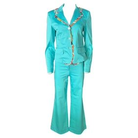 Vintage Emilio Pucci Turquoise Blazer and Pants Suit