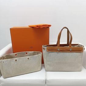 HERMES Herbag GM bag in canvas and leather