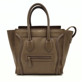 CELINE Luggage Micro handbag in dove gray leather