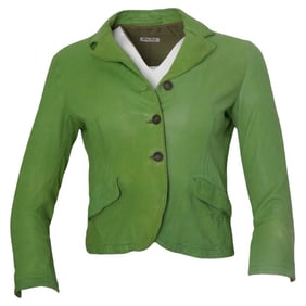 MIU MIU Green Leather Buttoned Jacket