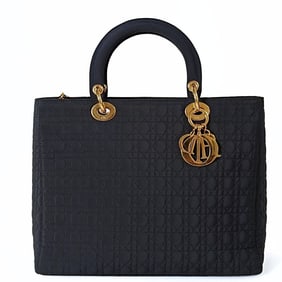 CHRISTIAN DIOR Lady Dior Grande handbag in black canvas