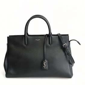 SAINT LAURENT Cabas Rive Gauche shoulder bag in black leather