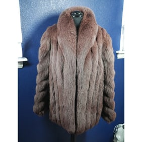 Beautiful Burgundy Maroon Dyed Fox Fur Coat Jacket