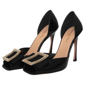 Christian Dior Idylle Black Patent Leather Heeled Sandals sz 38.5