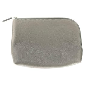 The Row Ash Grey Leather Pouch Clutch, Medium