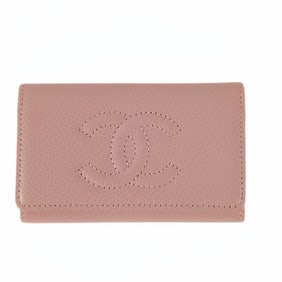 CHANEL key ring with 6 hooks in pink Caviar leather