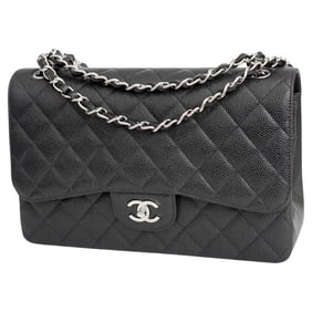 Chanel Jumbo Caviar Leather Black Classic Flap Bag