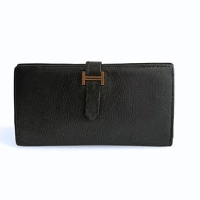 HERMES vintage Béarn Soufflet wallet in black leather