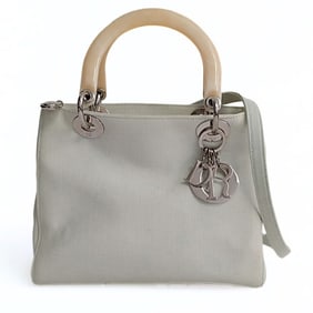 CHRISTIAN DIOR Lady Dior bag in teal canvas