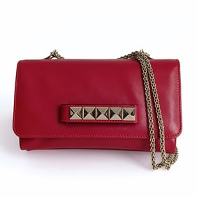 VALENTINO GARAVANI Rockstud shoulder bag in red leather