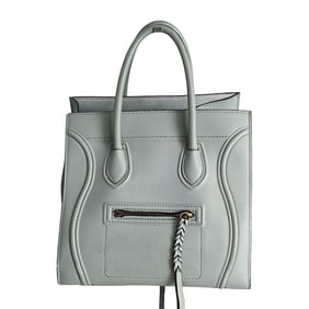 CELINE Luggage handbag in powder blue leather.