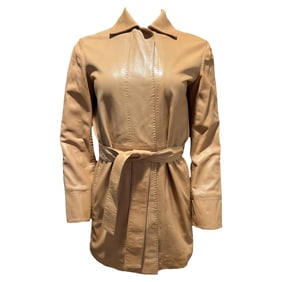 Loro Piana Brown Leather Jacket, Size 38