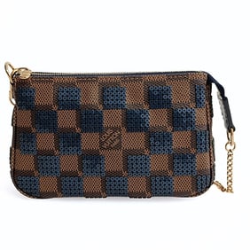 LOUIS VUITTON Damier Ebene accessories clutch bag with sequins