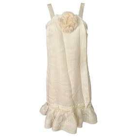 2008 Lanvin Paris White Silk Mini Dress, Size 38