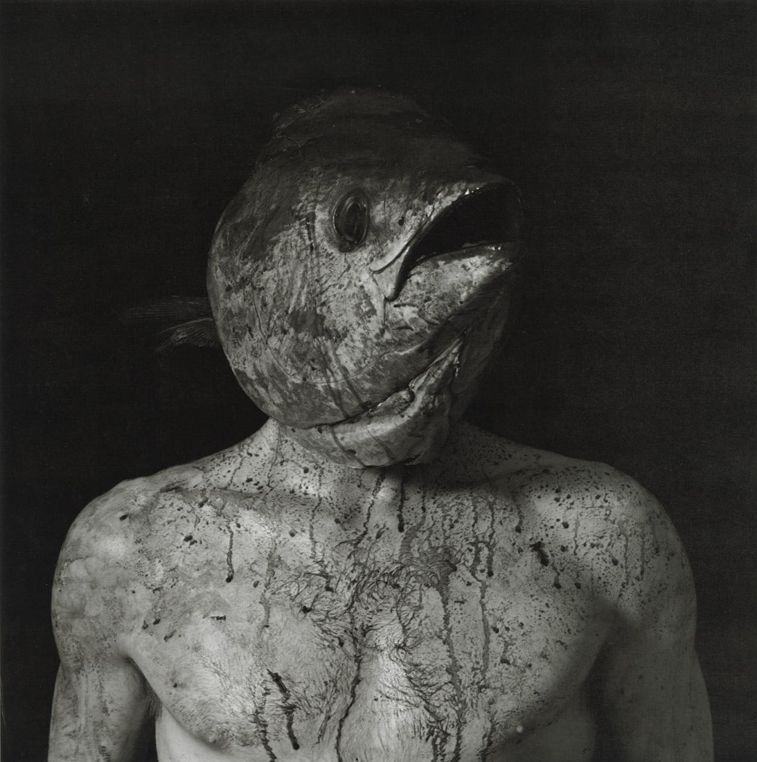 PAUL BLANCA - Self-Portrait Warfish, 1985: Artist: Paul Blanca Title: Self-Portrait Warfish, 1985 Medium: Photo Litho, 1995, Germany Dimensions: 8.6x8.65" Description: Heat Wax Mounted on 11x14" Conservation Board Artist Bio: Paul Blanca (1958