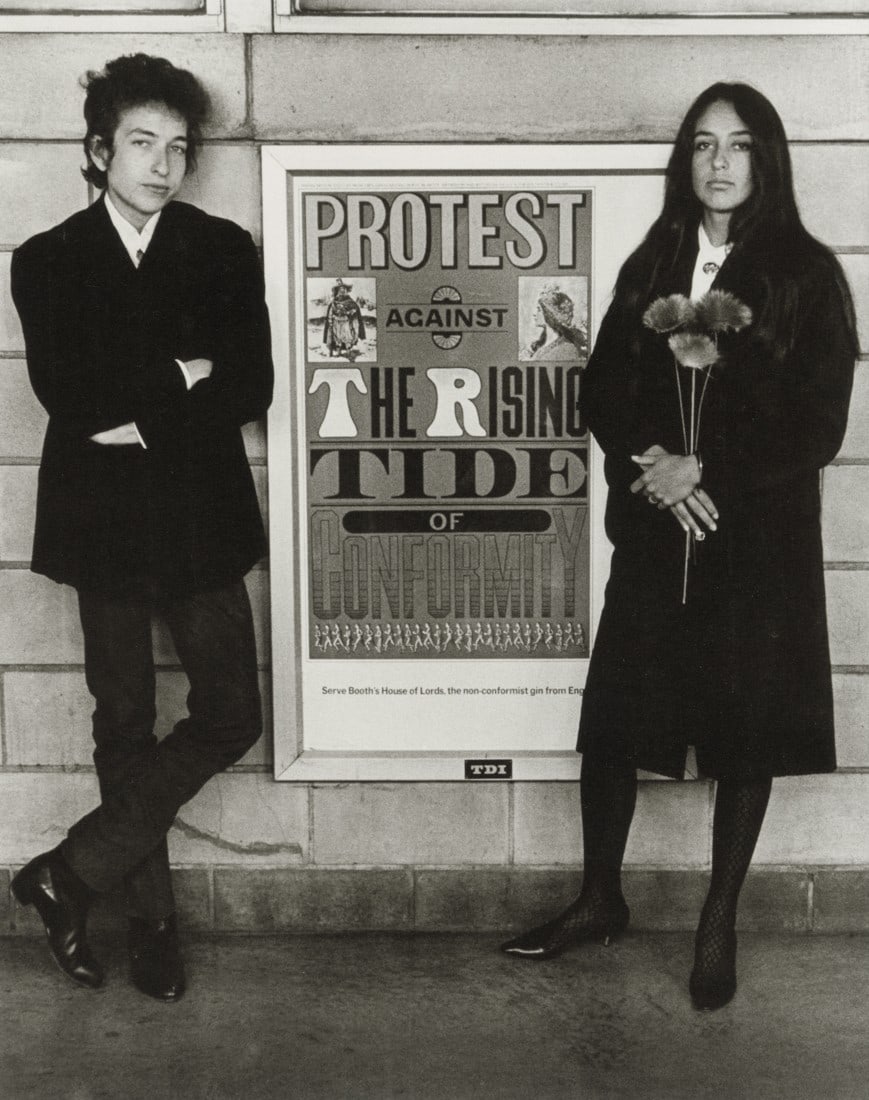 DANIEL KRAMER - Bob Dylan, Joan Baez with Protest Sign: Artist: Daniel Kramer Title: Bob Dylan and Joan Baez with Protest Sign, 1964 Medium: Photo Litho, 2008, USA Dimensions: 6.6x8.3" Description: Heat Wax Mounted on 8.5x11" Conservation Board Artist Bio: