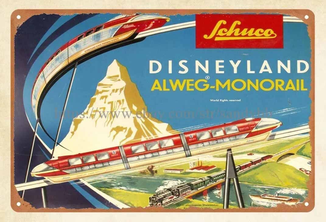 Schuco Disney monorail tin sign,30cmx20cm (12inx8in), c10.: Schuco Disney monorail tin sign,30cmx20cm (12inx8in), c10. Reserve: $60.00 Shipping: Domestic: Flat-rate of $17.00 to anywhere within the contiguous U.S. International: Flat Rate of $32.00 Internation