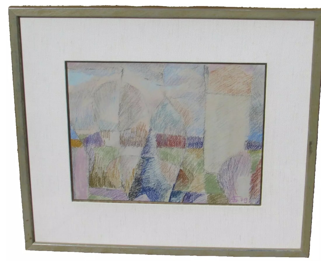 Mystery Russian Artist Futurist Pastel Landscape (1 of 4)