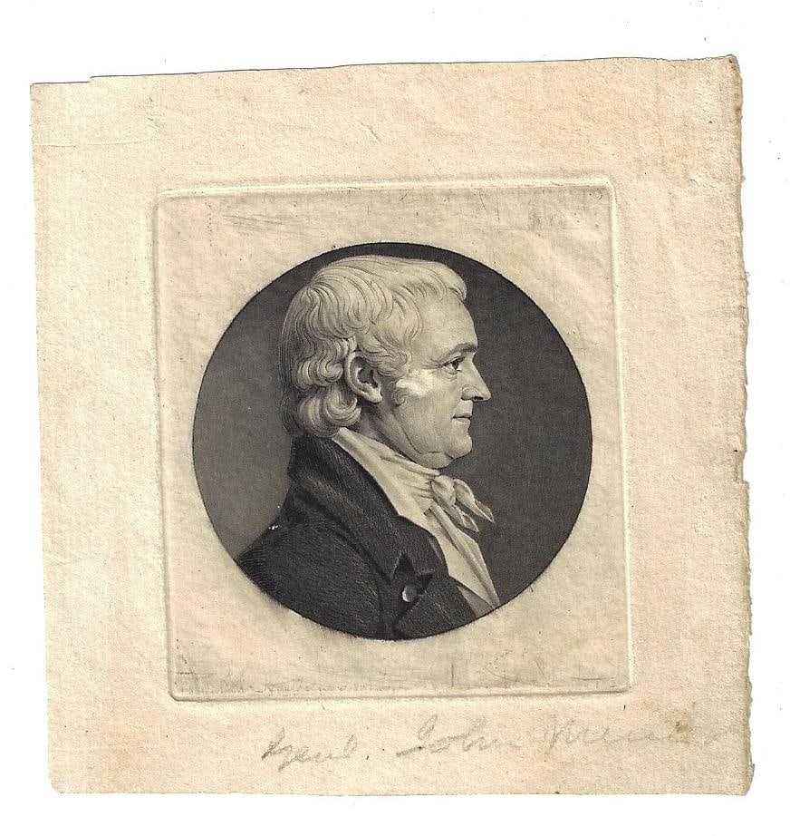 19th C Engraving General John Minor War of 1812: Engraving of John Minor (1761-1816) of Virginia who served in the American Revolution and then as a General in the War of 1812. Served in the House of Delegates of Virginia. Fine, one small blemish on