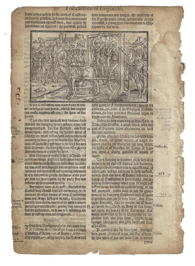 1577 Holinshed Leaf Execution Assassination (1 of 2)