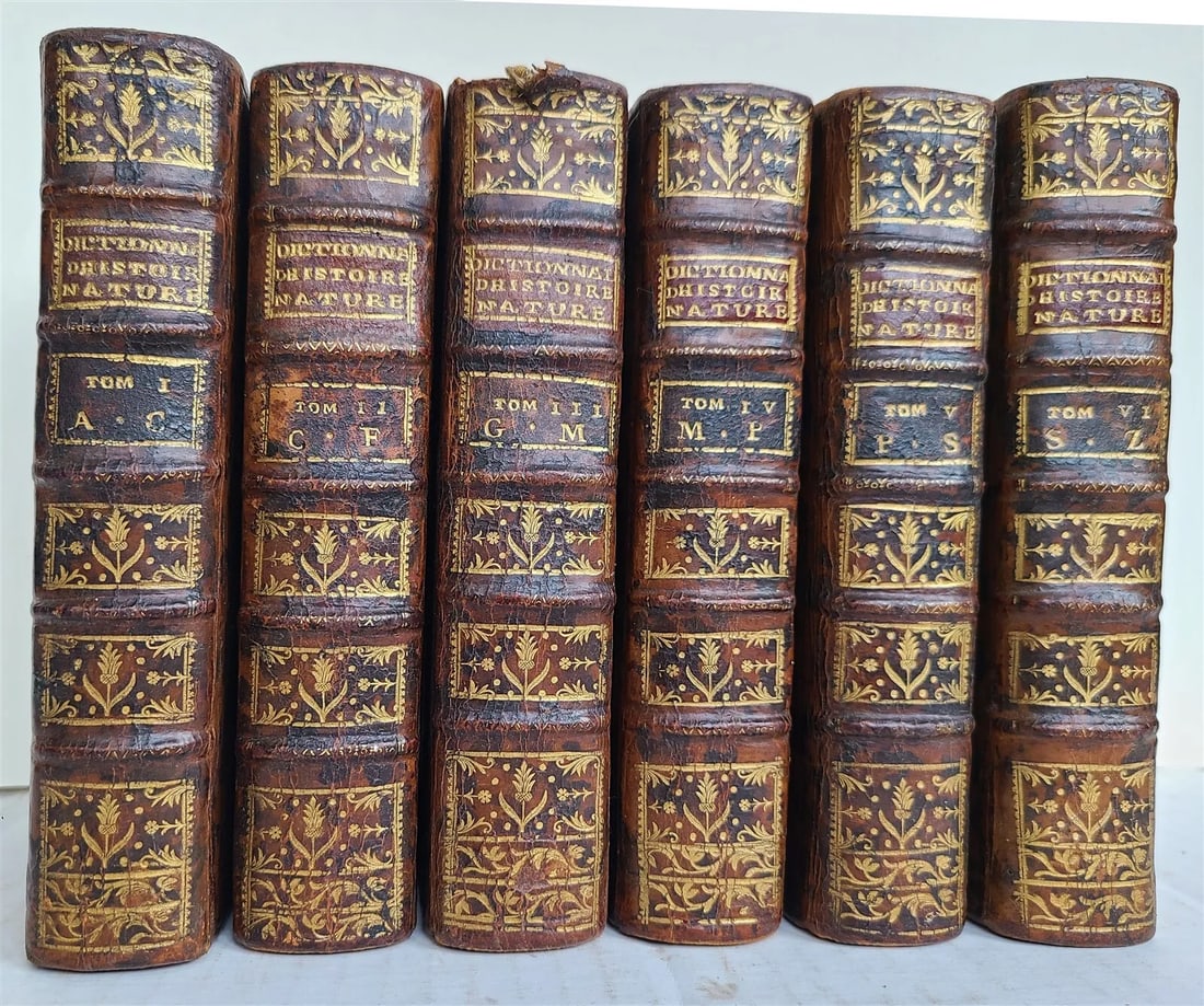 1767 NATURAL HISTORY DICTIONARY 6 VOLUMES antique in FRENCH (1 of 7)