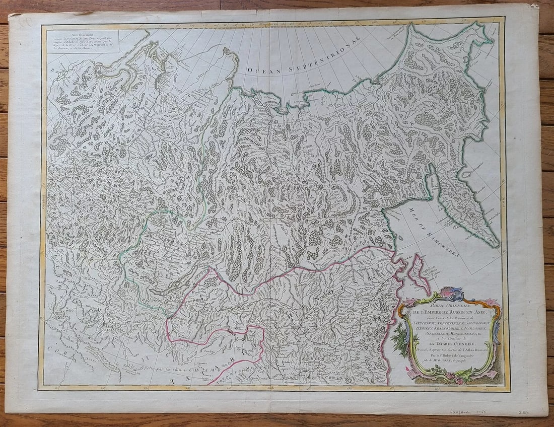 1755 MAP of RUSSIAN EMPRIRE & INNER ASIA CHINESE TARTARY antique 20 x 27 in. (1 of 3)
